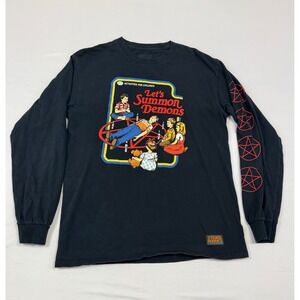 Steven Rhodes Lets Summon Demons Black Long Sleeve Graphic Tee Mens Medium